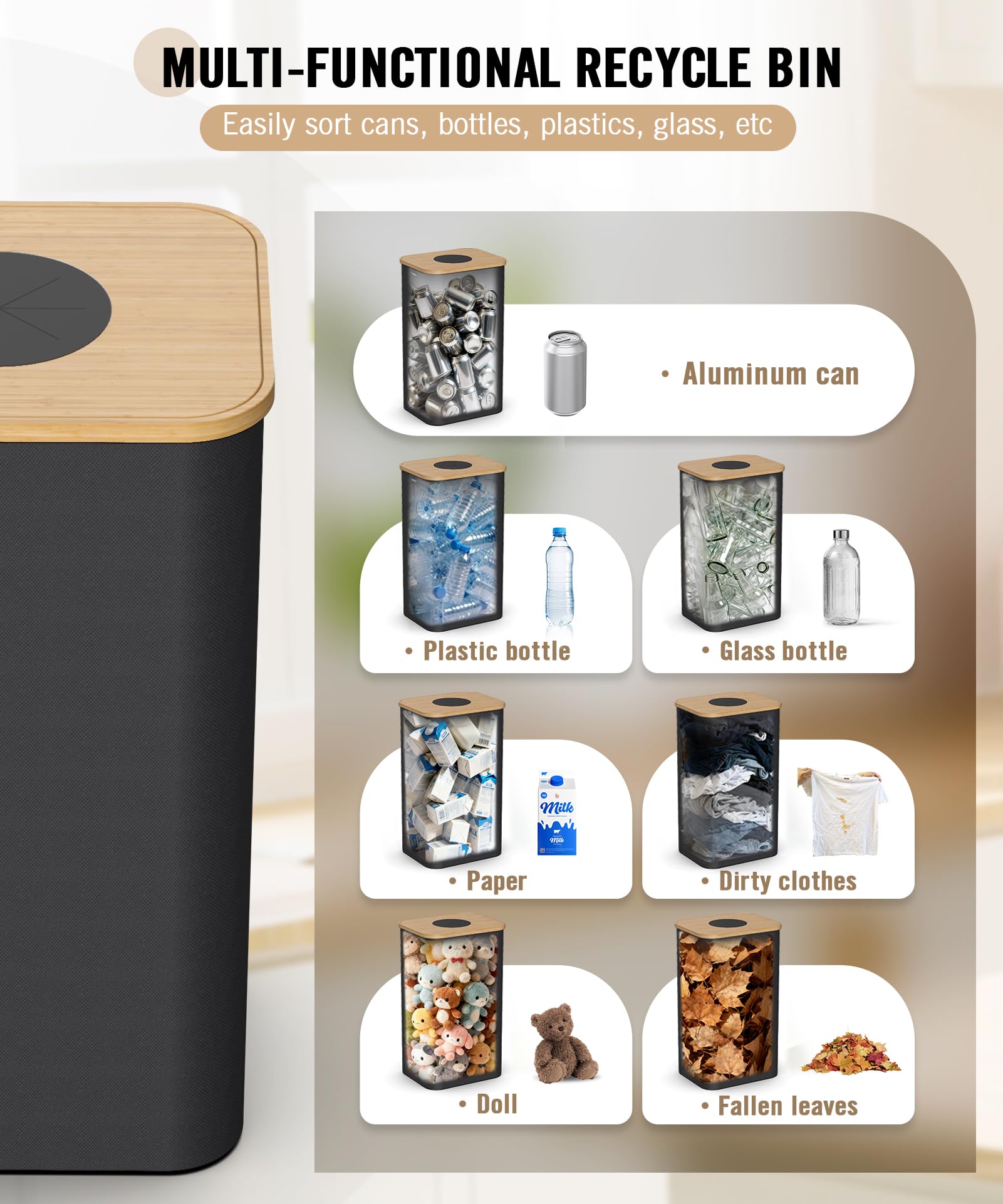 Magicheap bin showcasing its silicone drop slot for hands-free use