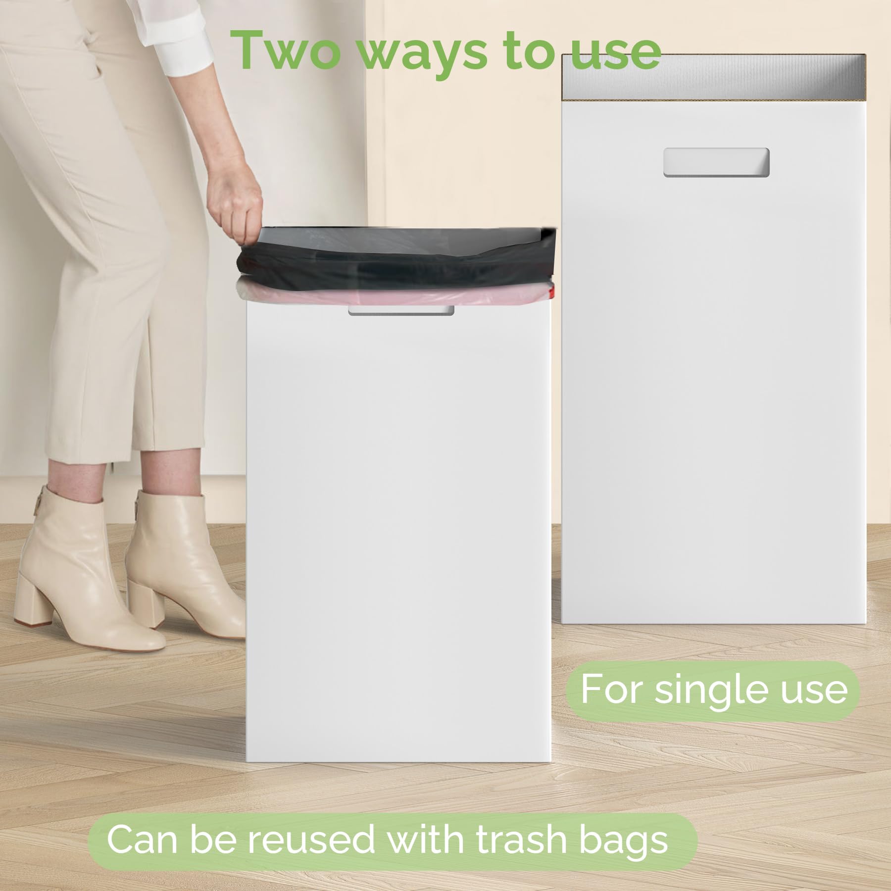 Magicheep 30-gallon capacity fits standard bags for quick cleanup