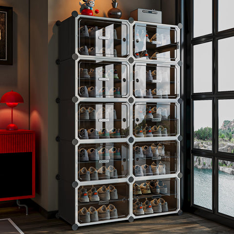 MAGINELS shoe rack assembled view highlights sturdy construction for organized footwear.