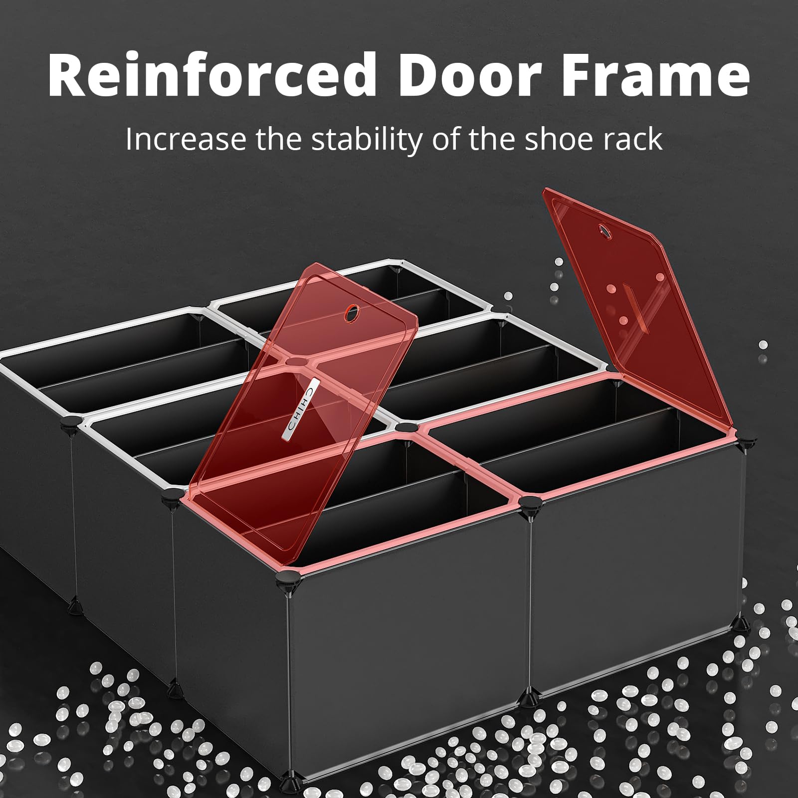 MAGINELS shoe rack demonstrates boot-friendly space by removing the divider.