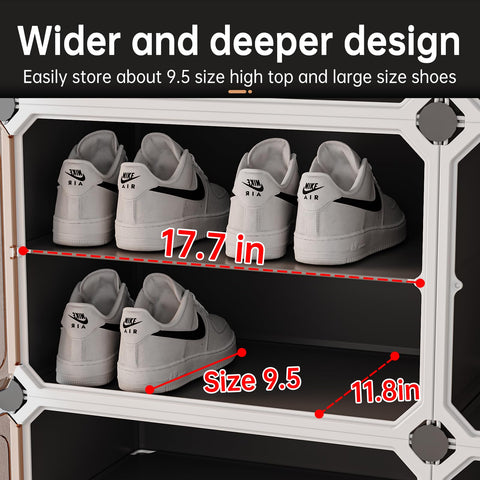 MAGINELS shoe rack dustproof door keeps dust out and shoes cleaner.