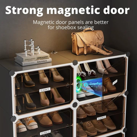 MAGINELS shoe rack in entryway creates neat, accessible footwear storage near the door.