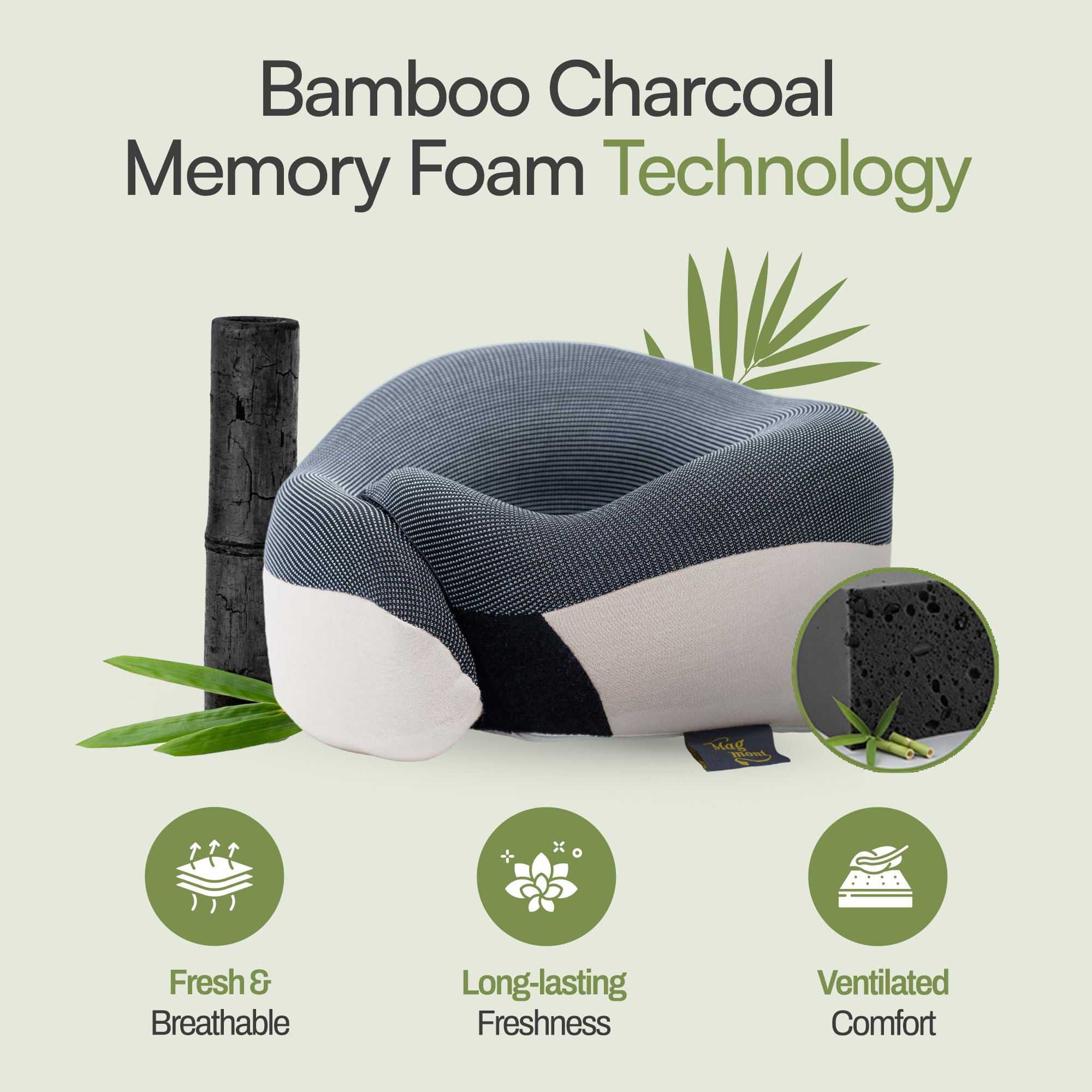 Magmont pillow compresses to 50% for easy packing in any carry-on