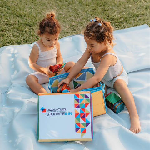 Magna-Tiles interactive play-mat provides a 28 by 25 inch space for colors and shapes.