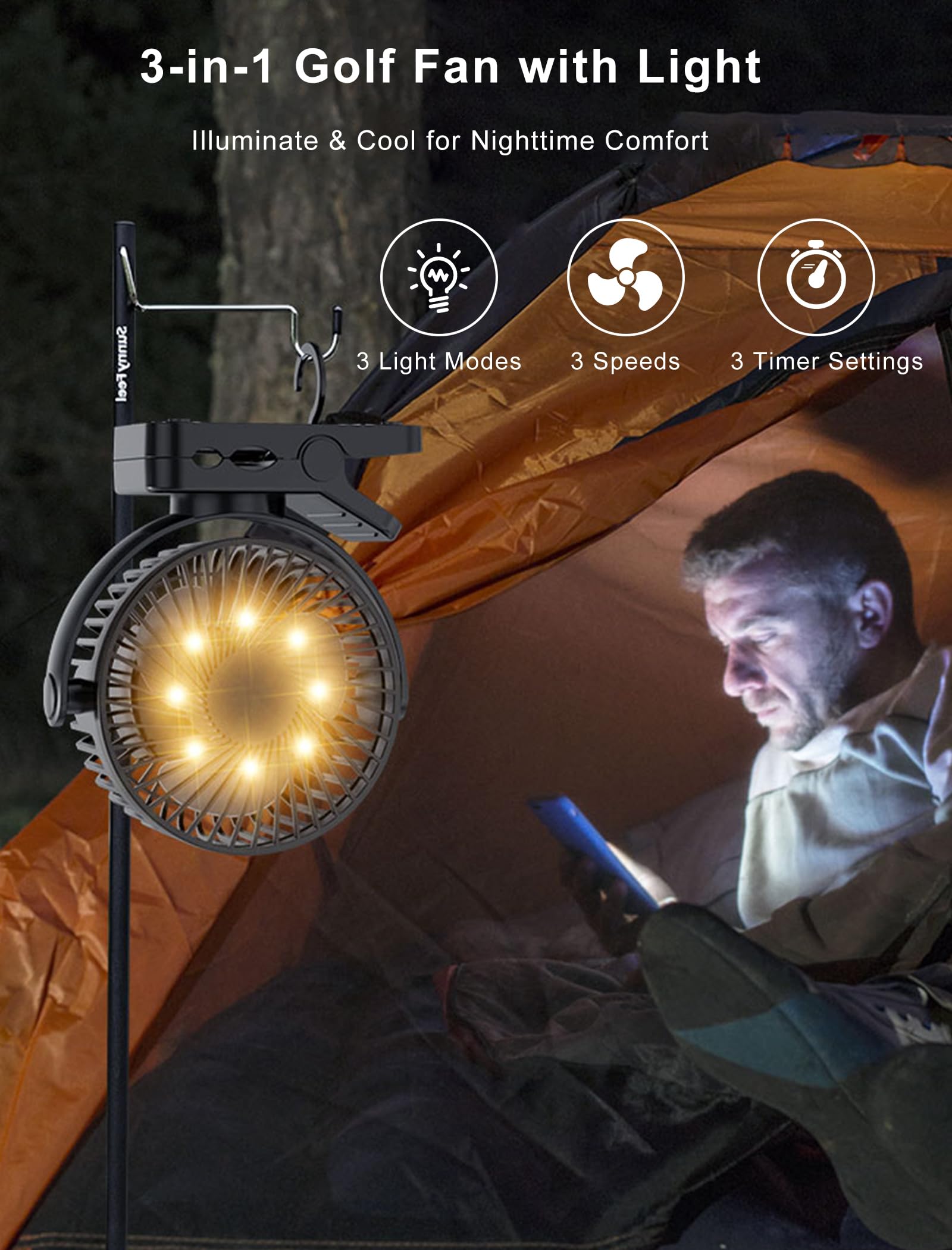 MAGOLFIN 360-degree adjustable head directs breeze precisely as needed