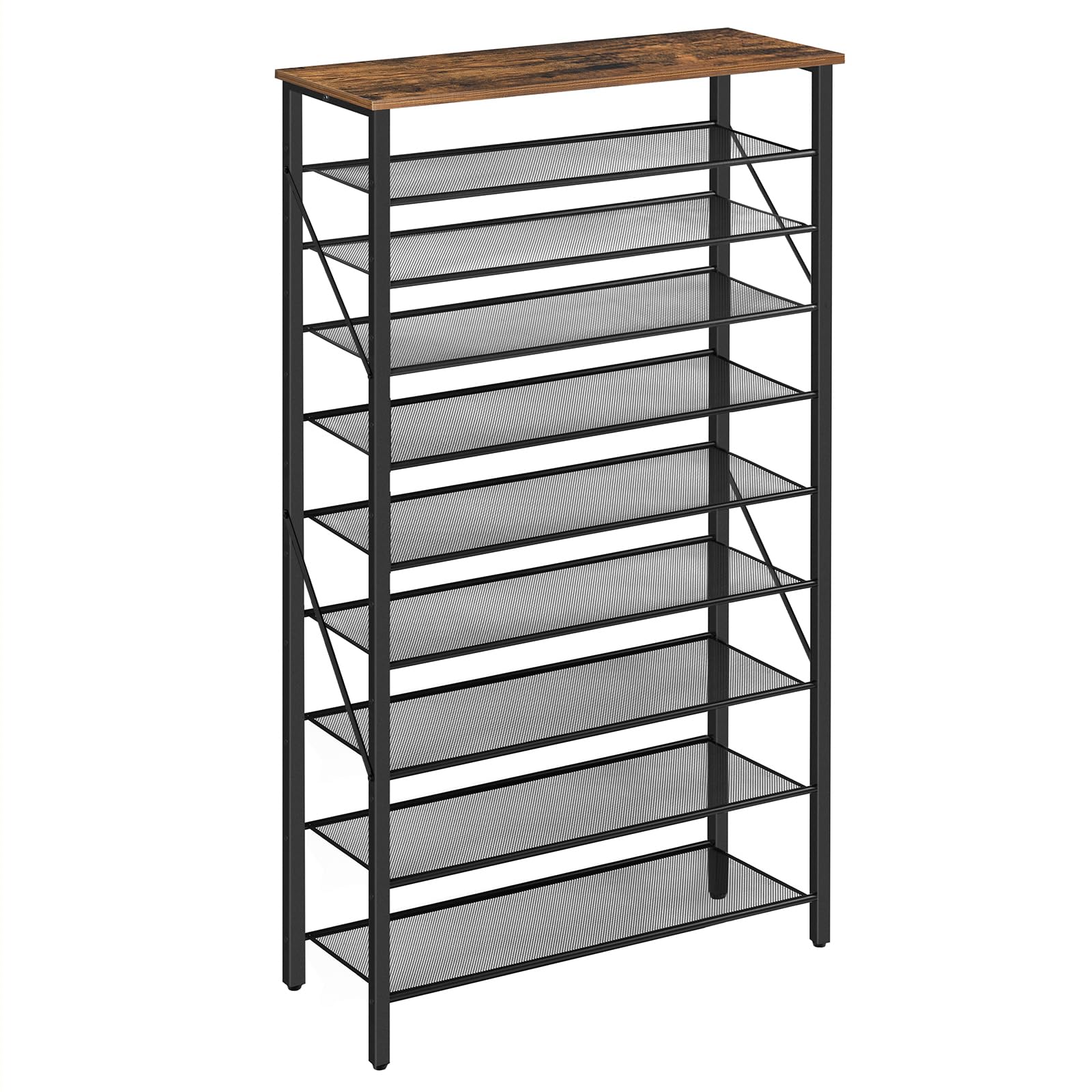 MAHANCRIS 10-tier shoe rack assembled in entryway for high-capacity organization