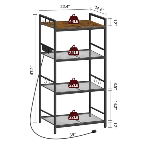 MAHANCRIS bakers rack adjustable feet ensure level stability