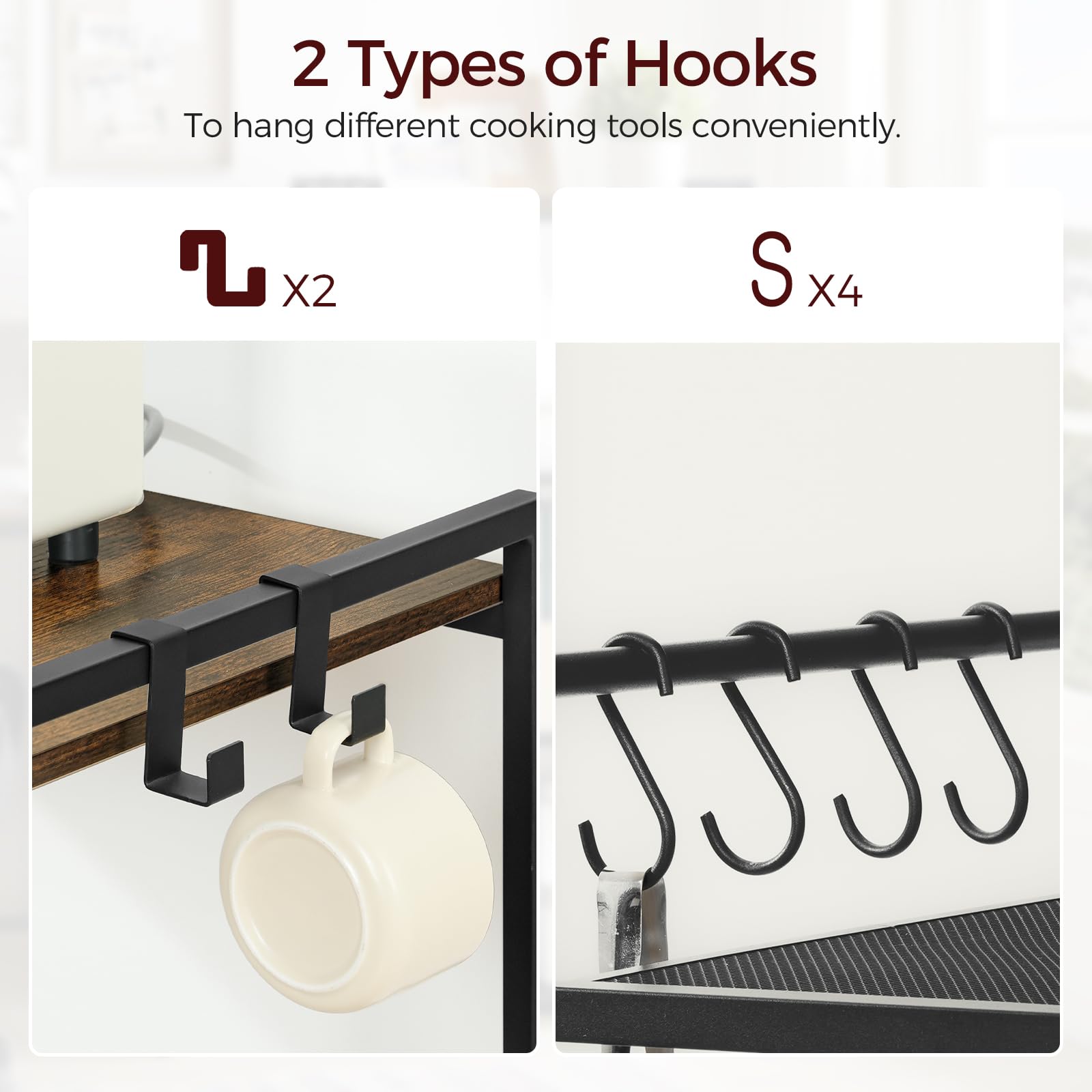 MAHANCRIS kitchen decluttering with four shelves and hooks