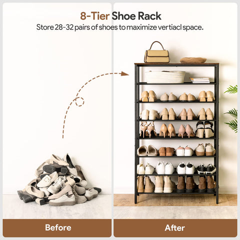 MAHANCRIS large-capacity rack keeps footwear neatly organized.