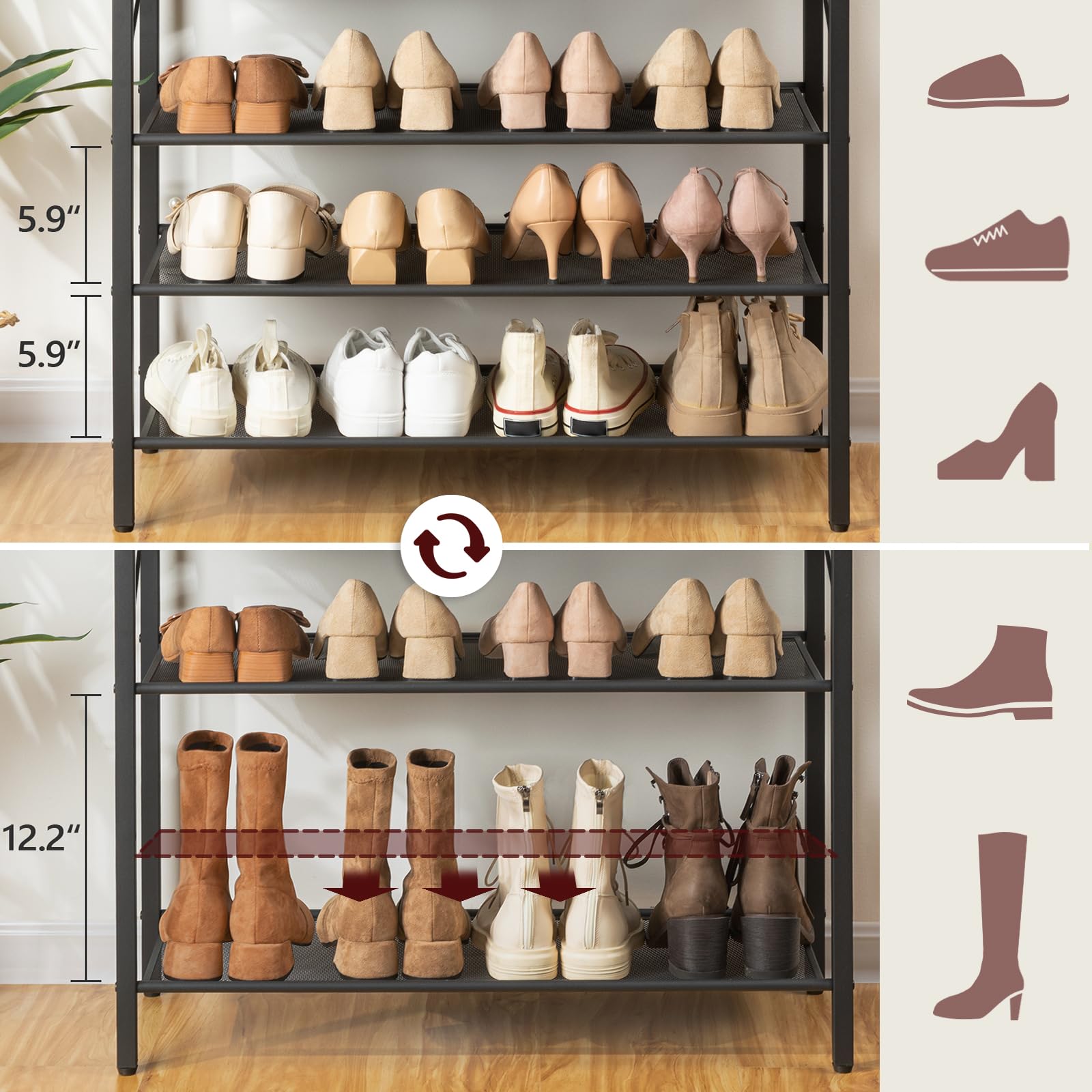 MAHANCRIS top panel and shelves keep bags neatly accessible