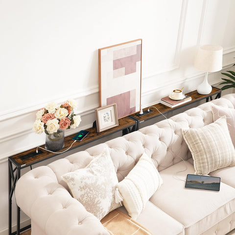 Two-pack skinny console table from MAHANCRIS shows slim profile for tight hallways