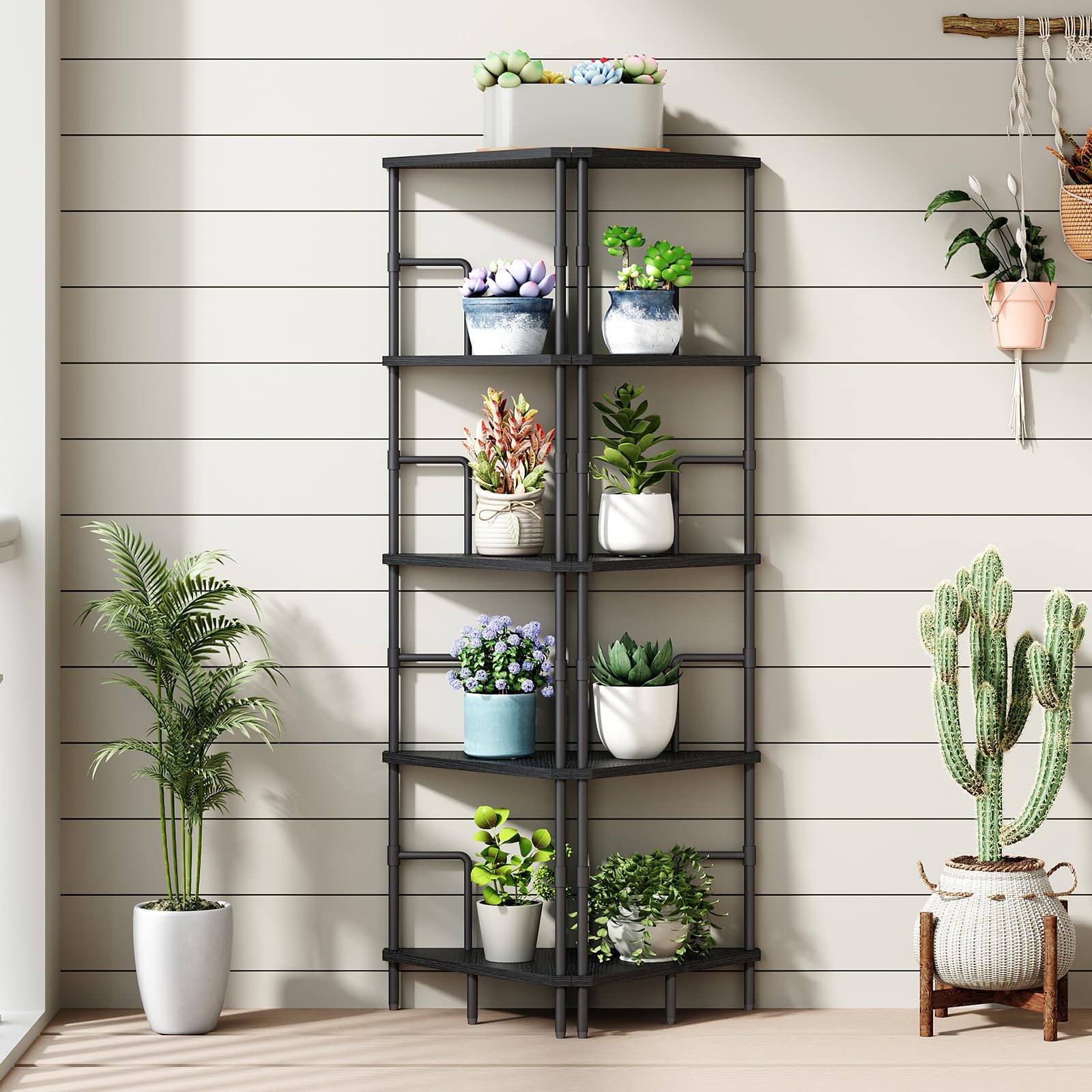 MAHANCRIS corner shelf with guardrails keeps items secure