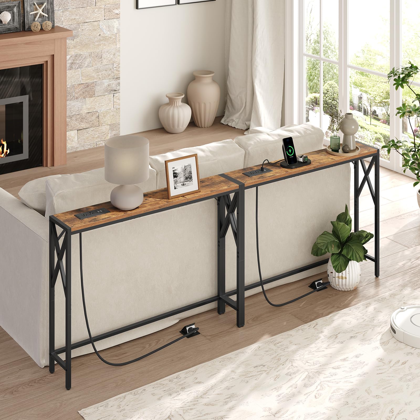 MAHANCRIS slim entryway table placed by door for keys and mail