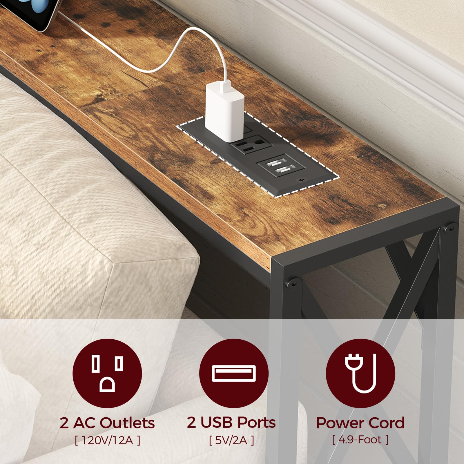 Sturdy MAHANCRIS metal frame with particleboard surface for daily use