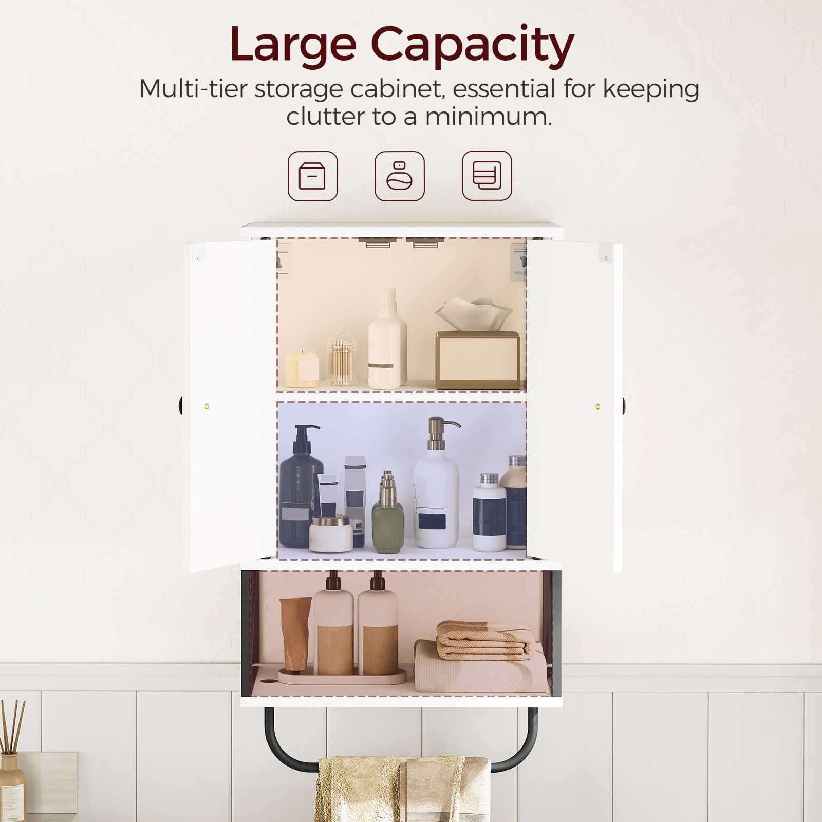 MAHANCRIS 2-door bathroom cabinet adds practical storage with farmhouse charm.
