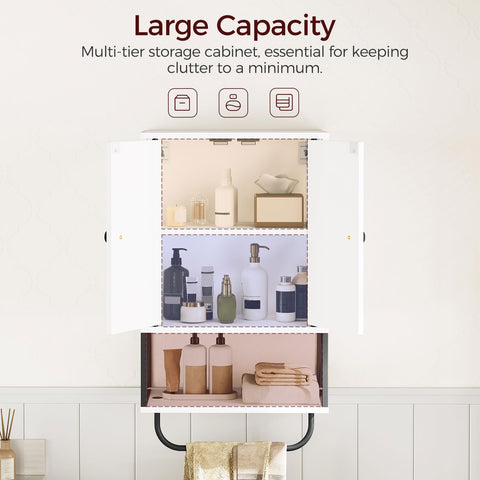 MAHANCRIS 2-door bathroom cabinet adds practical storage with farmhouse charm.