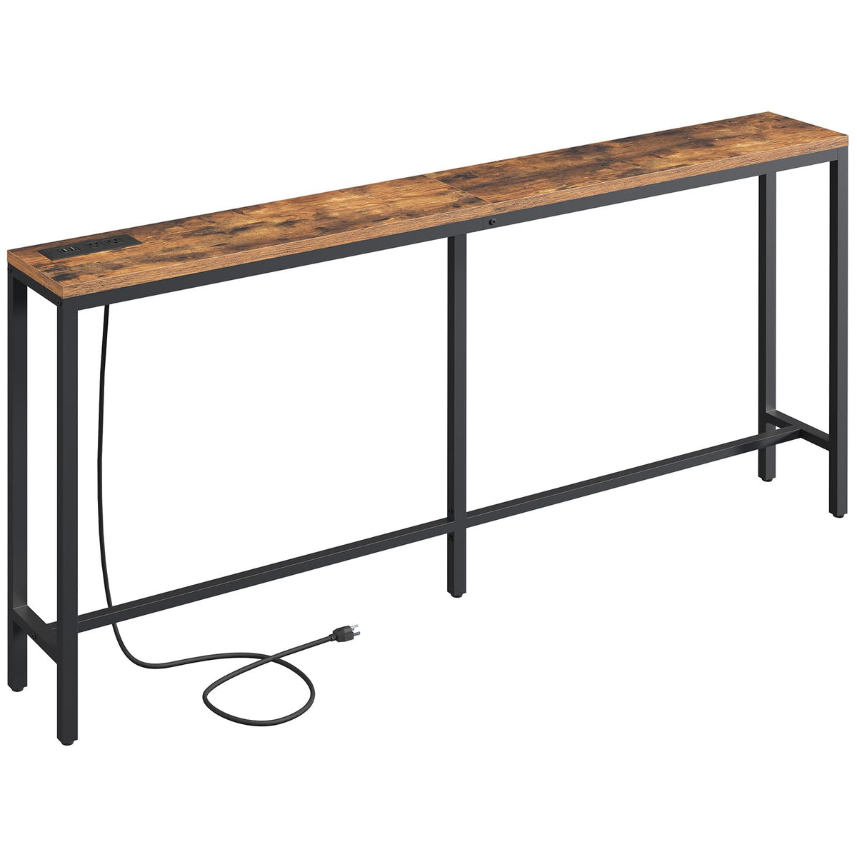MAHANCRIS 70.9-inch console table with outlets and USB port, ideal charging station.