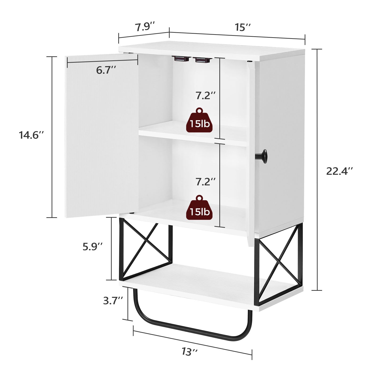 MAHANCRIS adjustable shelf inside for flexible item organization.