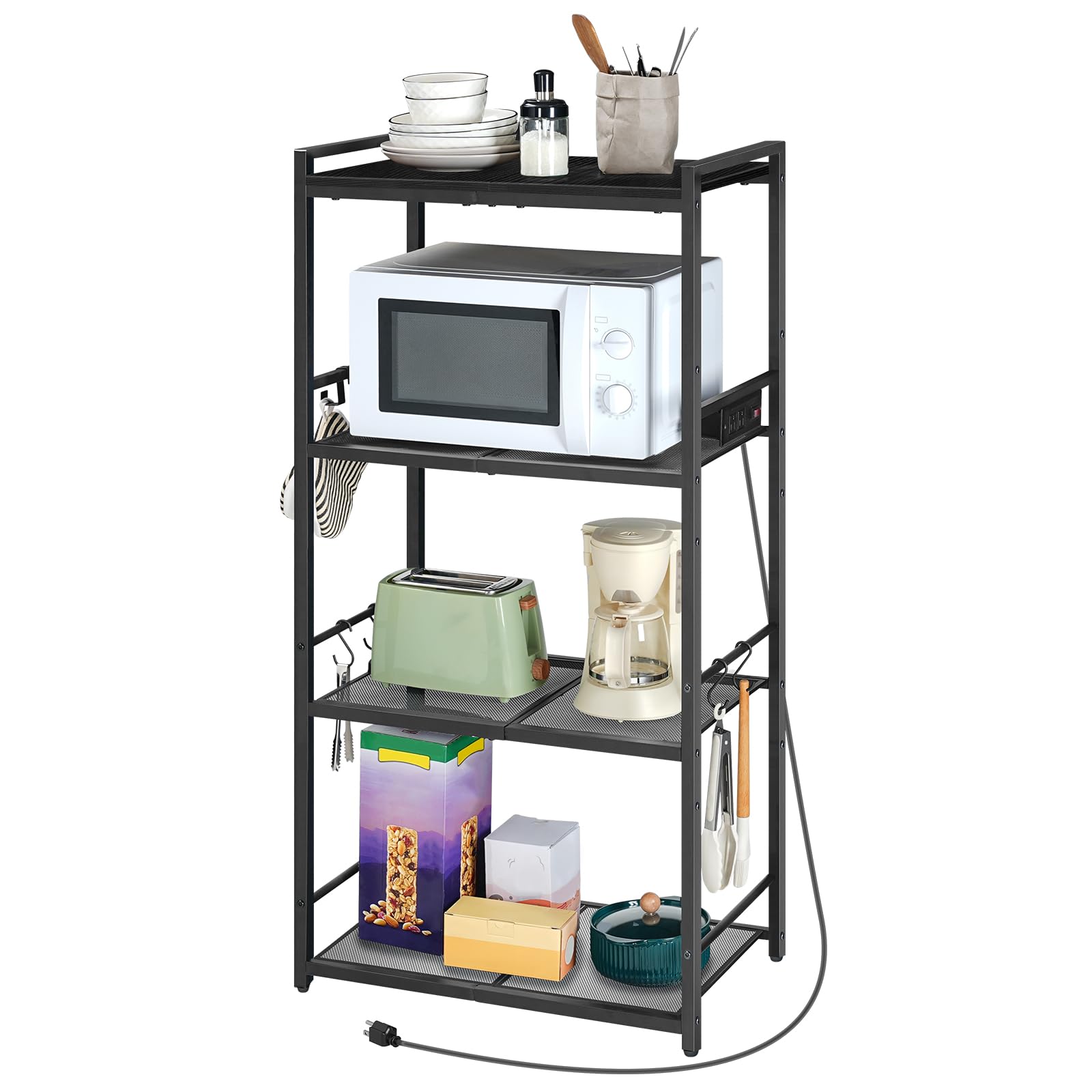 MAHANCRIS bakers rack anti-tip stability and adjustable feet