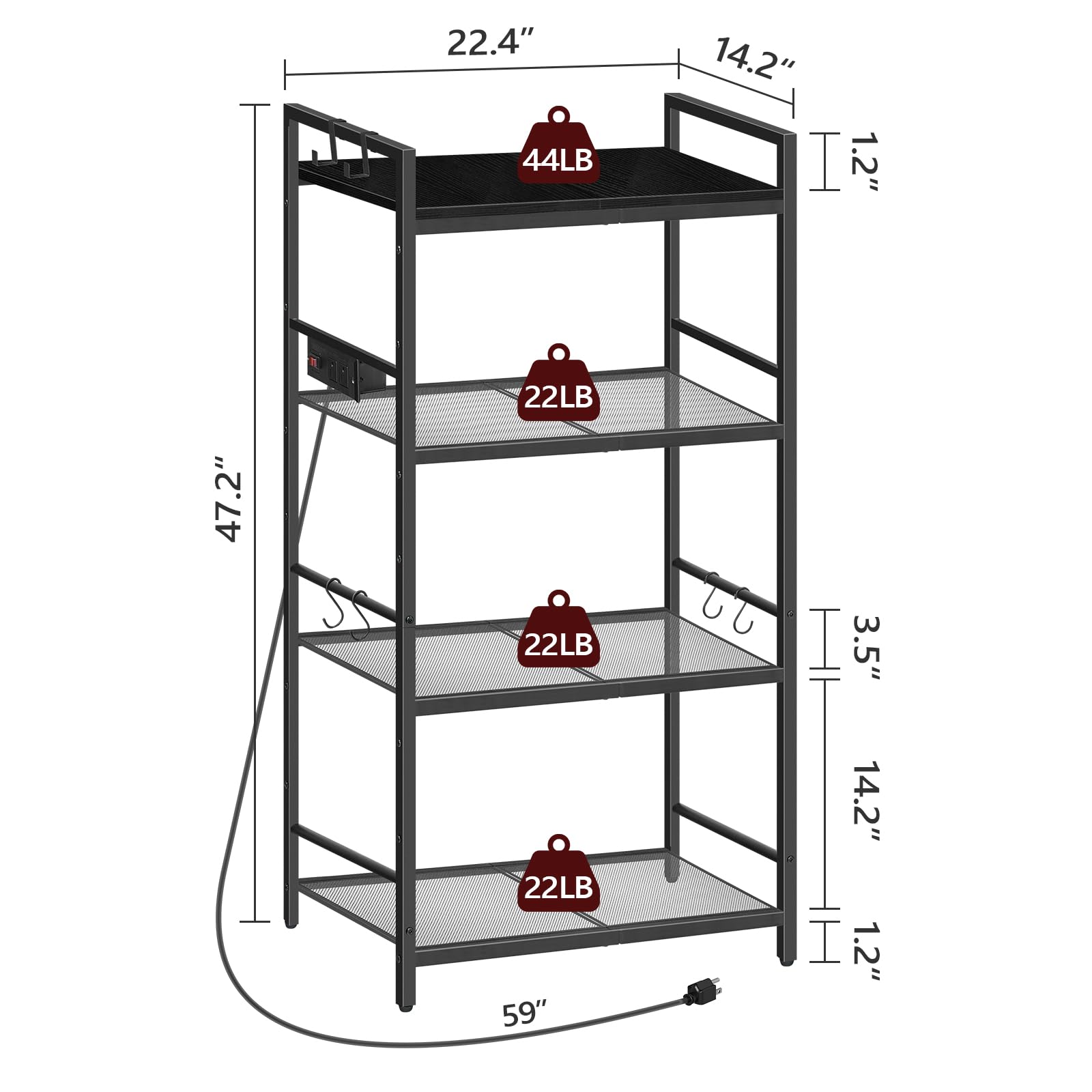 MAHANCRIS four-tier shelves maximize vertical storage