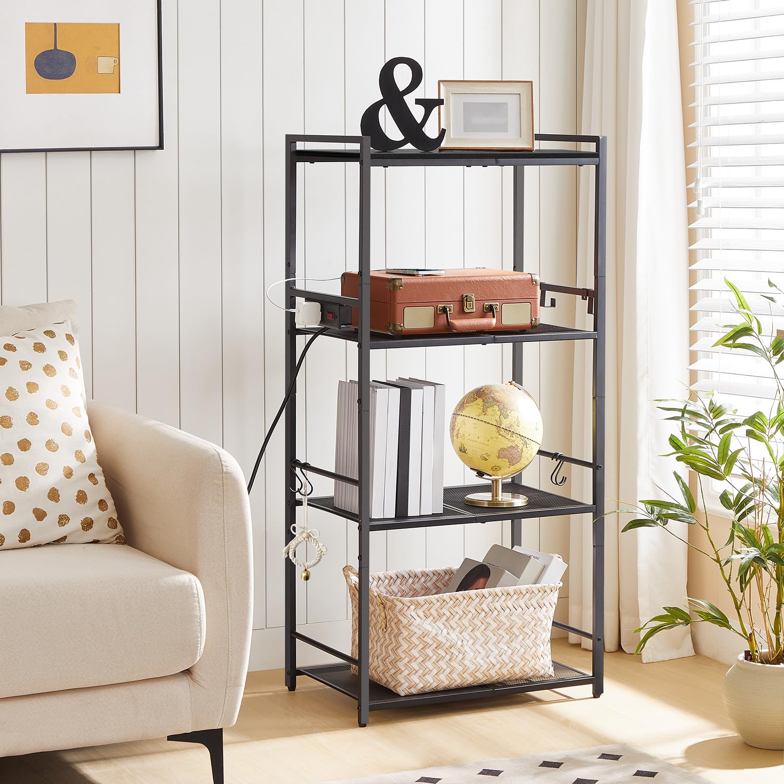MAHANCRIS bakers rack as microwave stand with sturdy top
