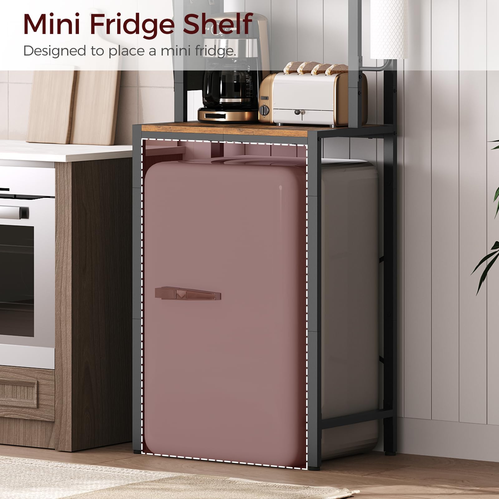 MAHANCRIS Bakers Rack front view adds rustic charm to any kitchen