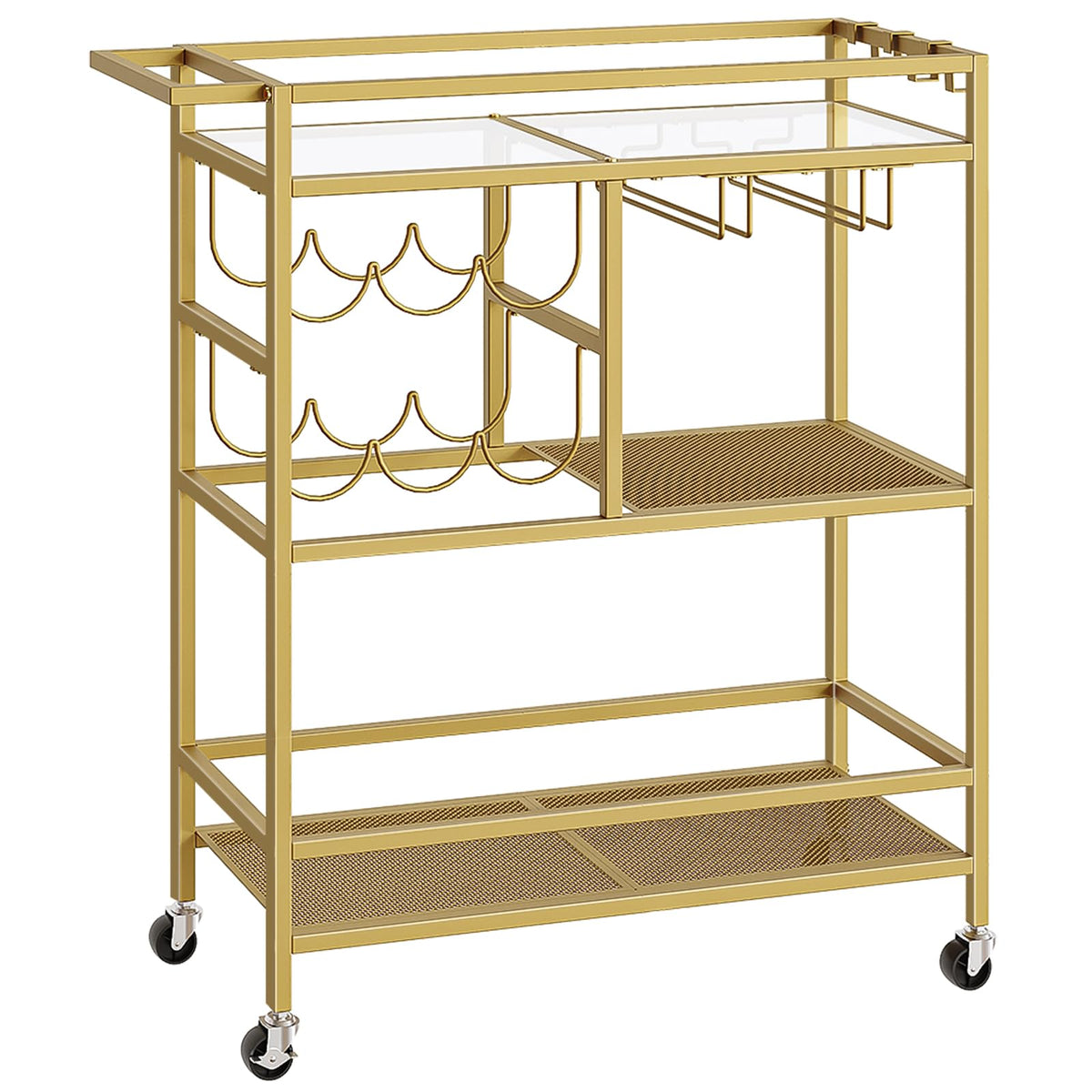 MAHANCRIS bar cart 3-tier gold — sturdy storage for bottles and glasses.