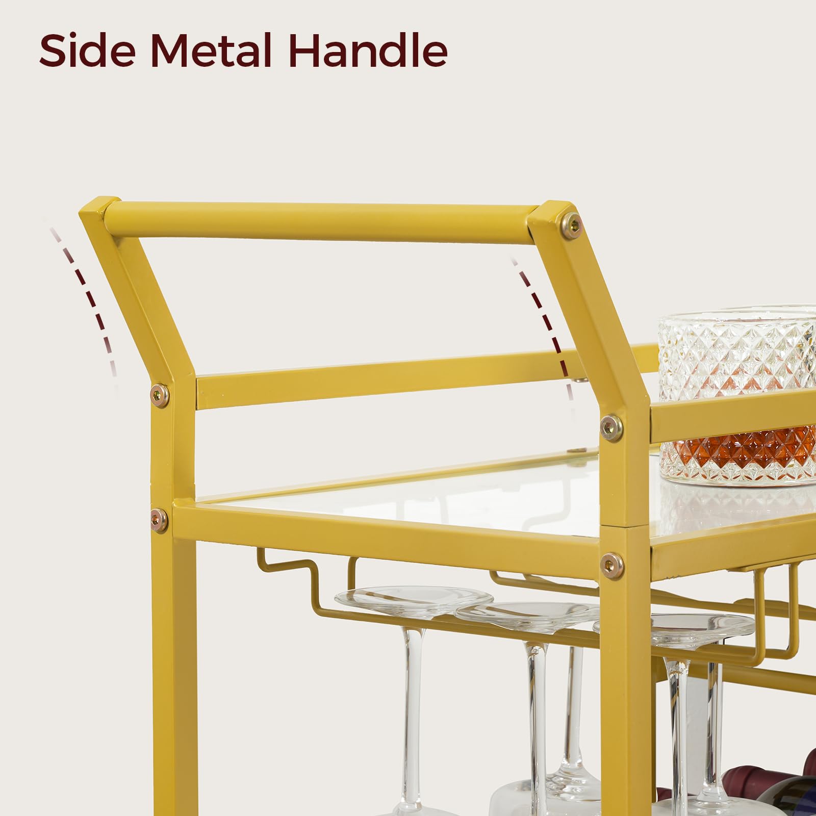 MAHANCRIS bar cart with 360 degree swivel casters for easy movement