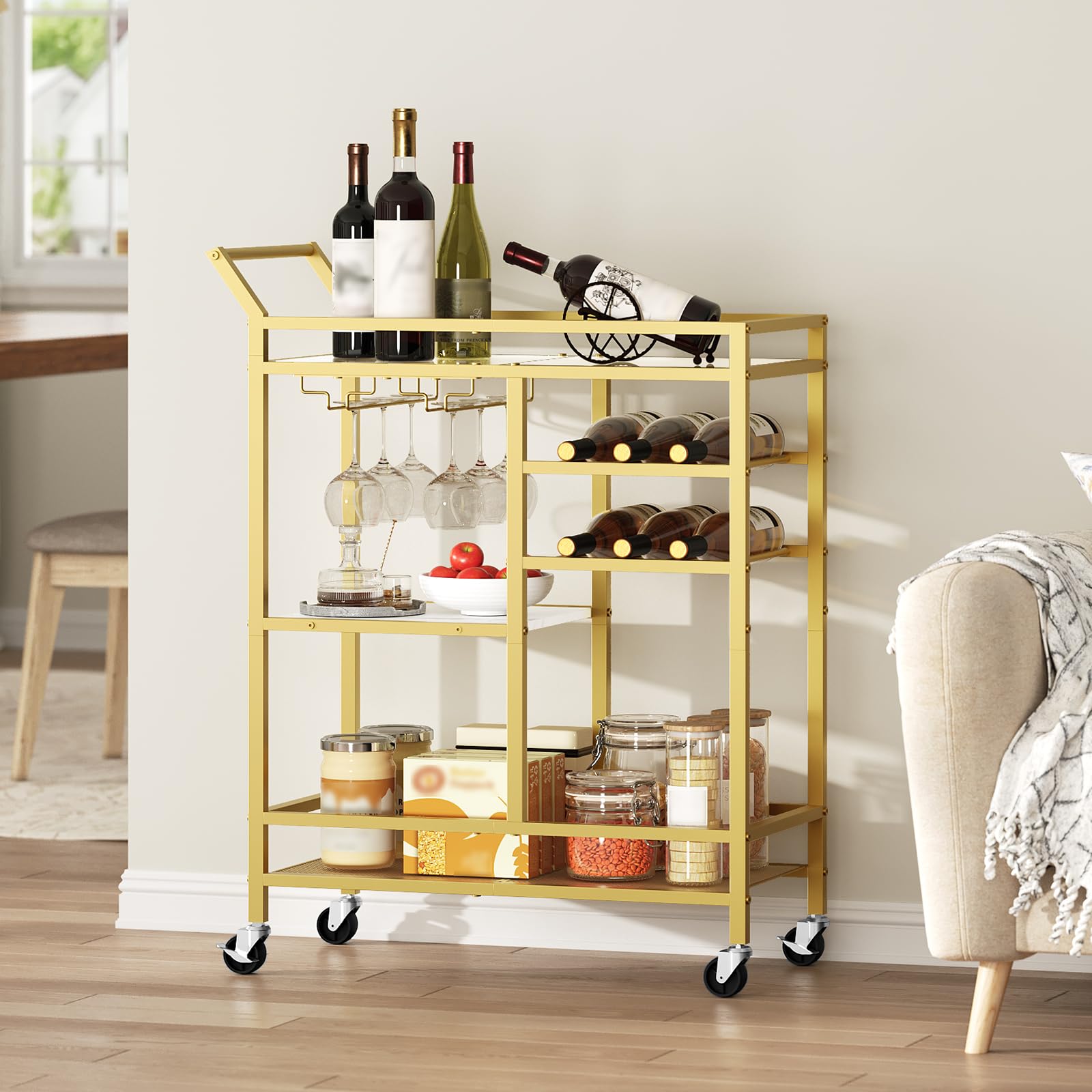 MAHANCRIS bar cart shelf supporting up to 66 lb for durable storage