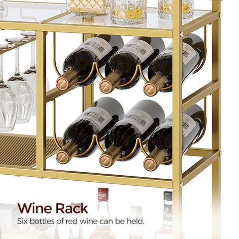 MAHANCRIS bar cart anti-drop fence — stable shelves for safe beverage service.
