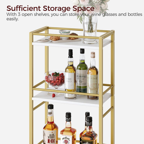 MAHANCRIS bar cart in a dining room used for drinks and glassware