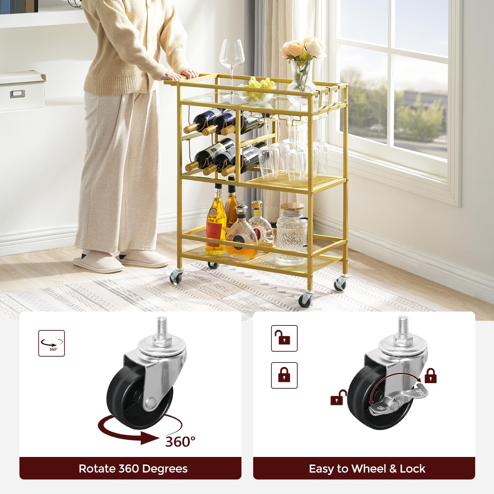 MAHANCRIS bar cart easy assembly — quick setup for immediate use.