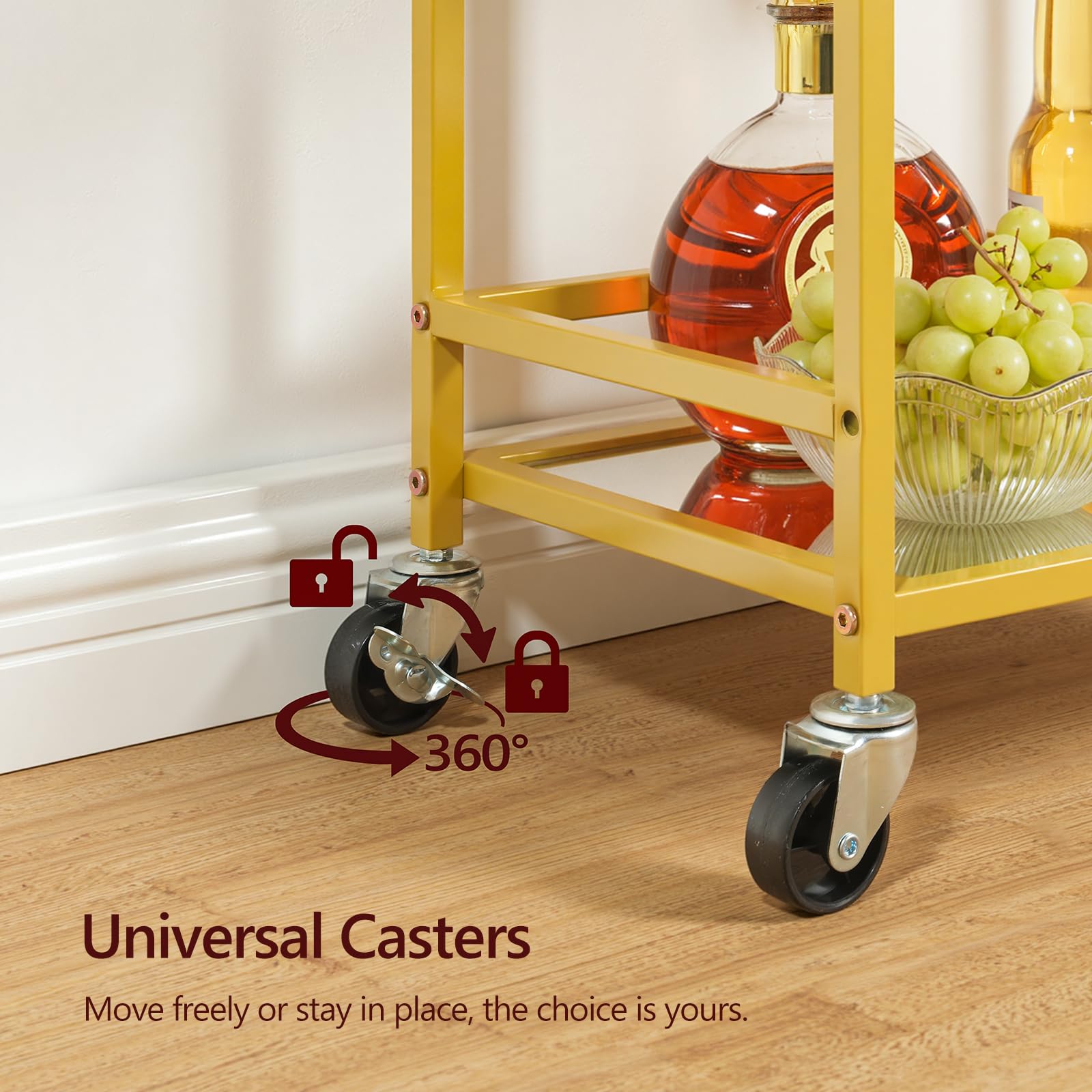 MAHANCRIS bar cart engineered wood finish visible beneath the mirrored shelf