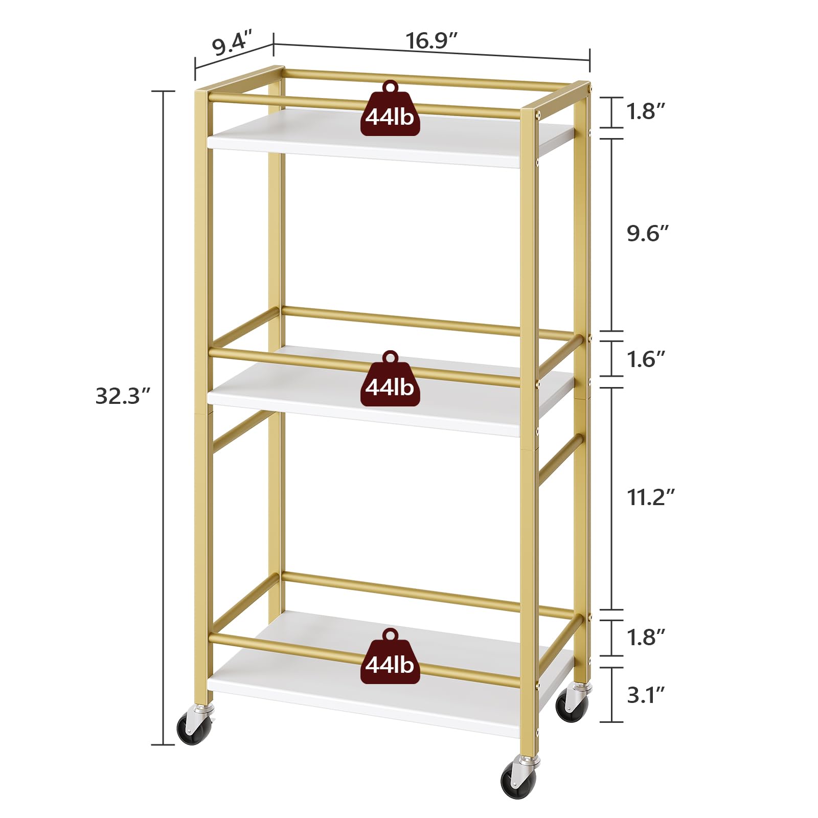 Assembly of MAHANCRIS bar cart gold with labeled parts for easy setup