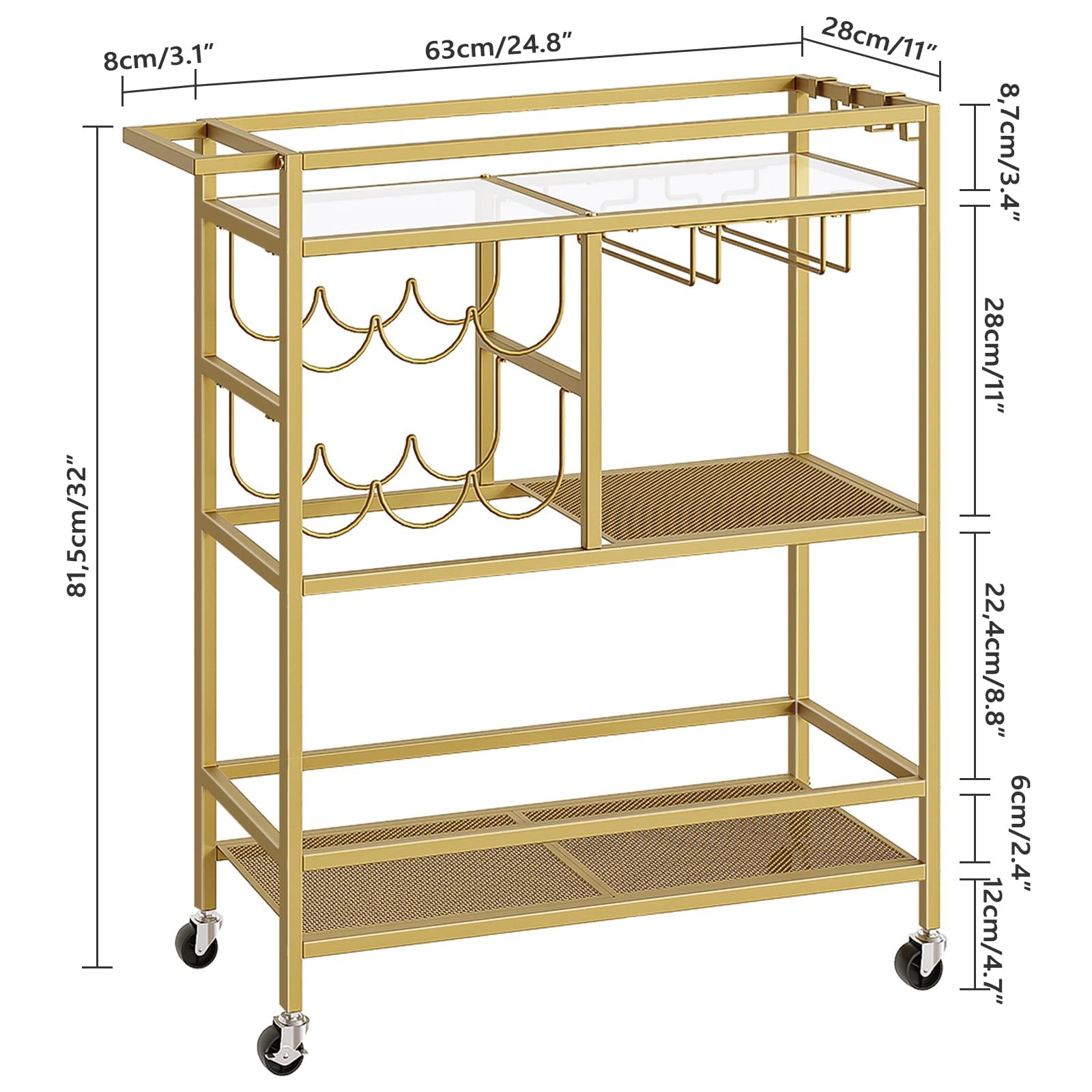 MAHANCRIS bar cart multipurpose design — versatile for dining, outdoor, or living room.