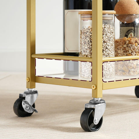 MAHANCRIS bar cart complements small-space living with a gold shine.