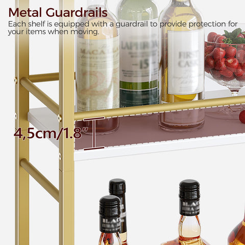 MAHANCRIS bar cart gold wheels in action with 360 rotation