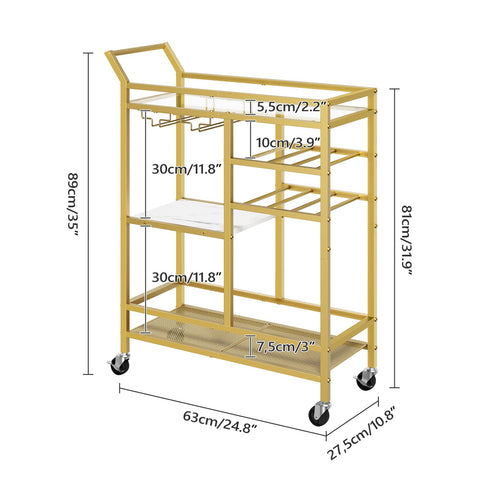 MAHANCRIS bar cart displaying wine rack and glass holders for easy bottle display
