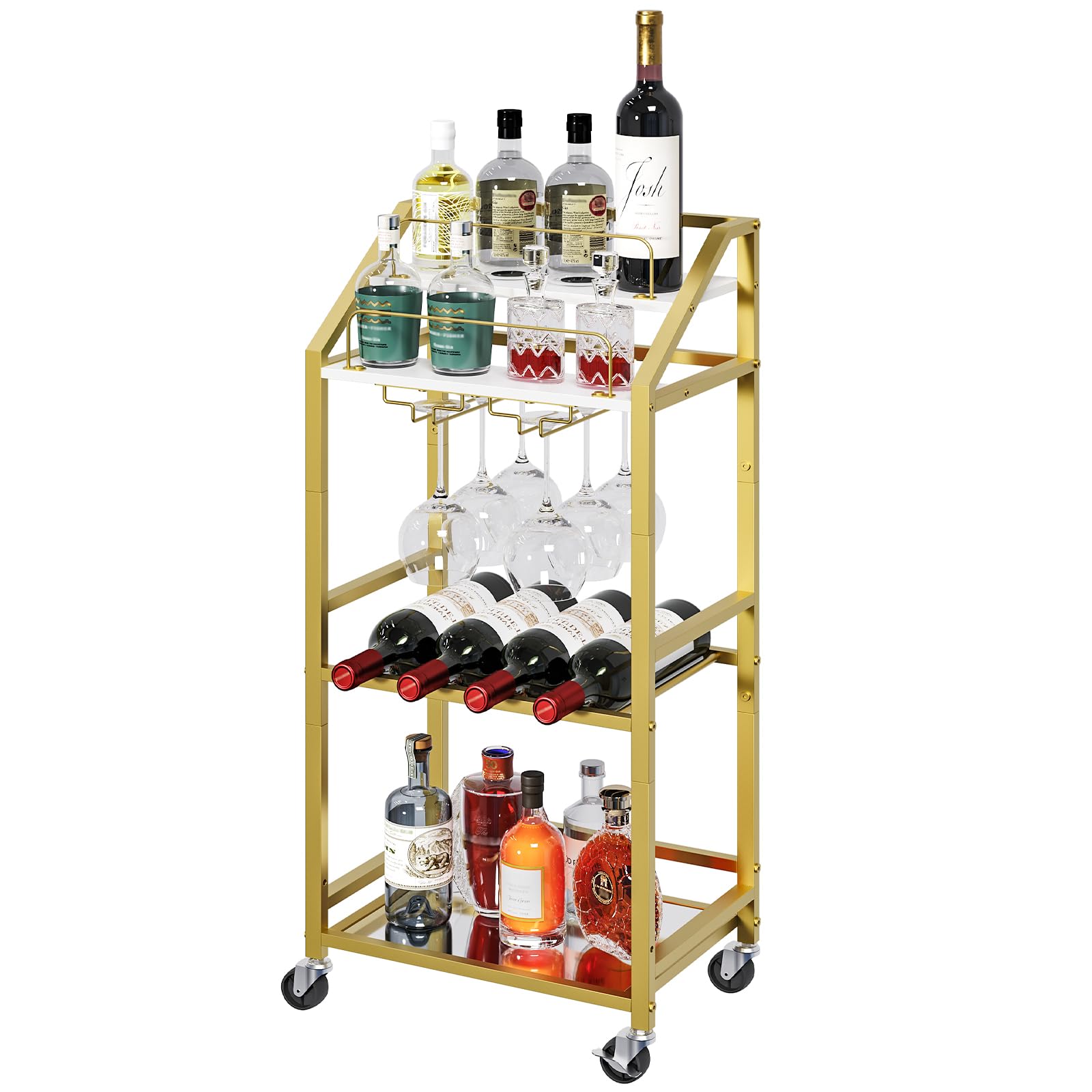 MAHANCRIS bar cart wine rack showing space for four bottles
