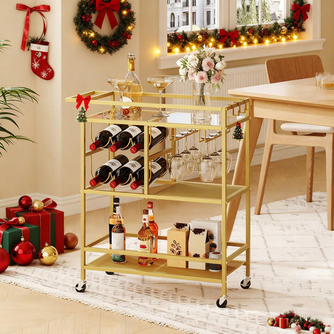 MAHANCRIS bar cart wine rack — convenient staging for wine collection.
