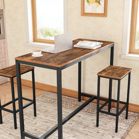 MAHANCRIS bar stools with adjustable feet stabilizing on uneven floors.