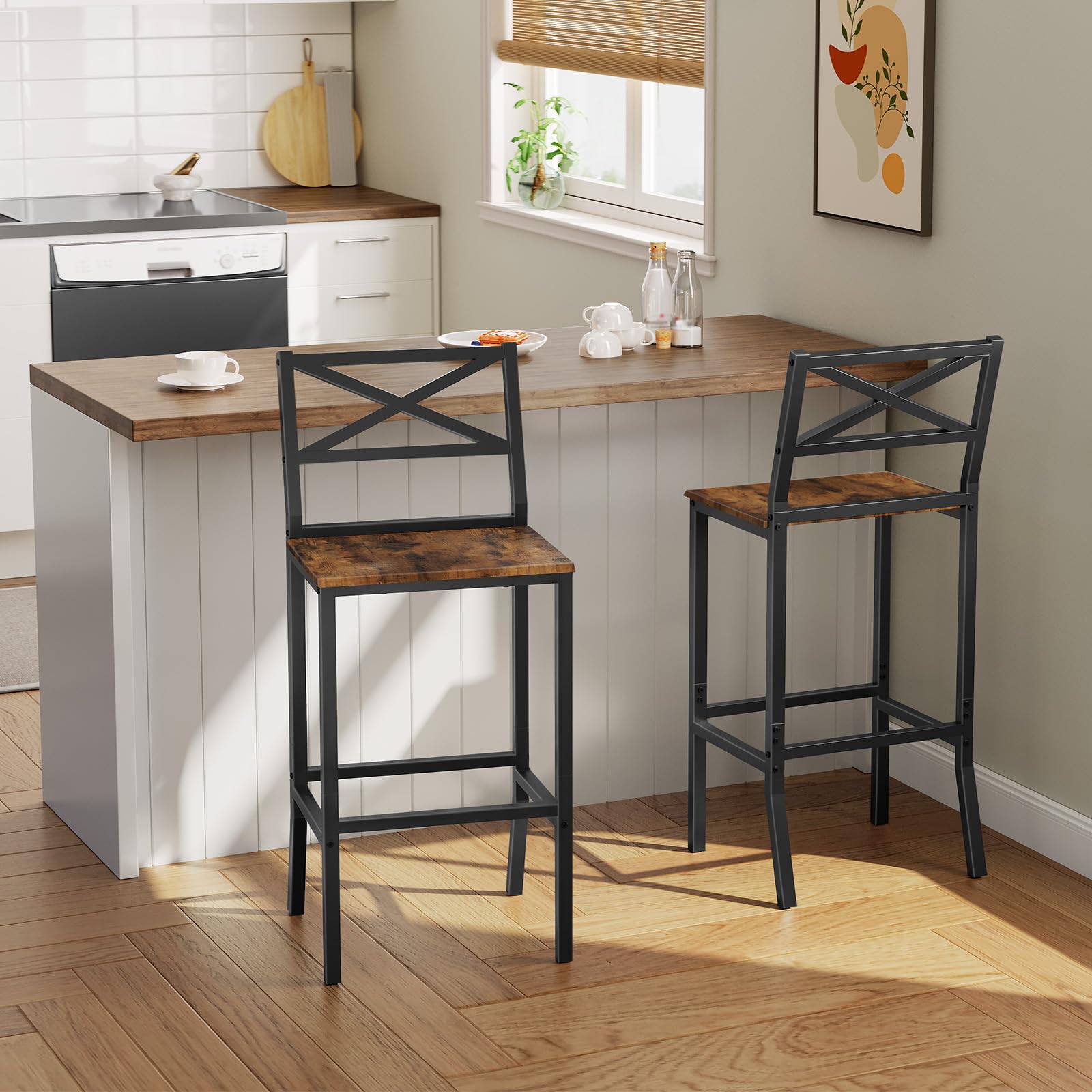 MAHANCRIS bar stools with footrests for relaxed leg positioning