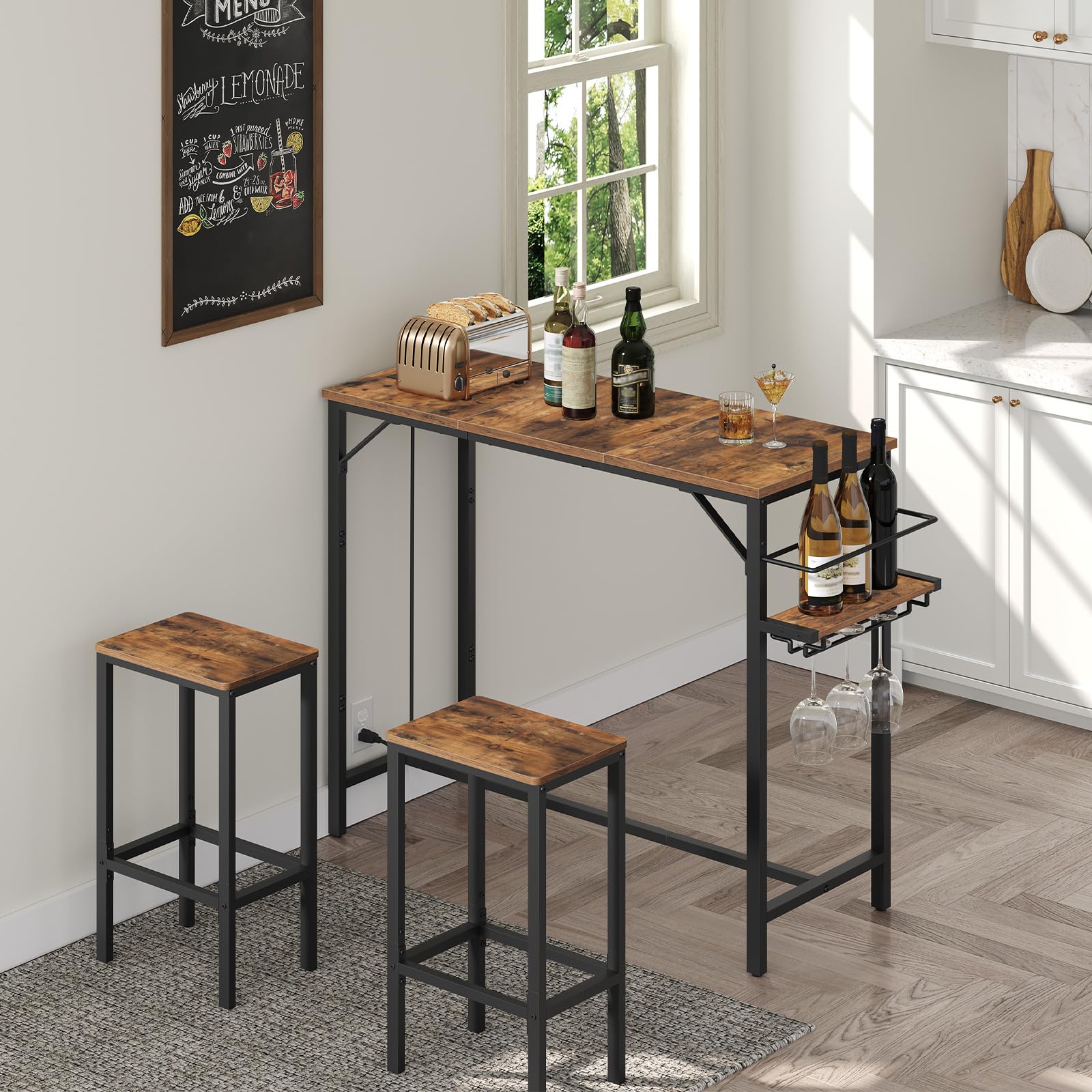 MAHANCRIS Bar Table with charging station and outlets for convenient device charging