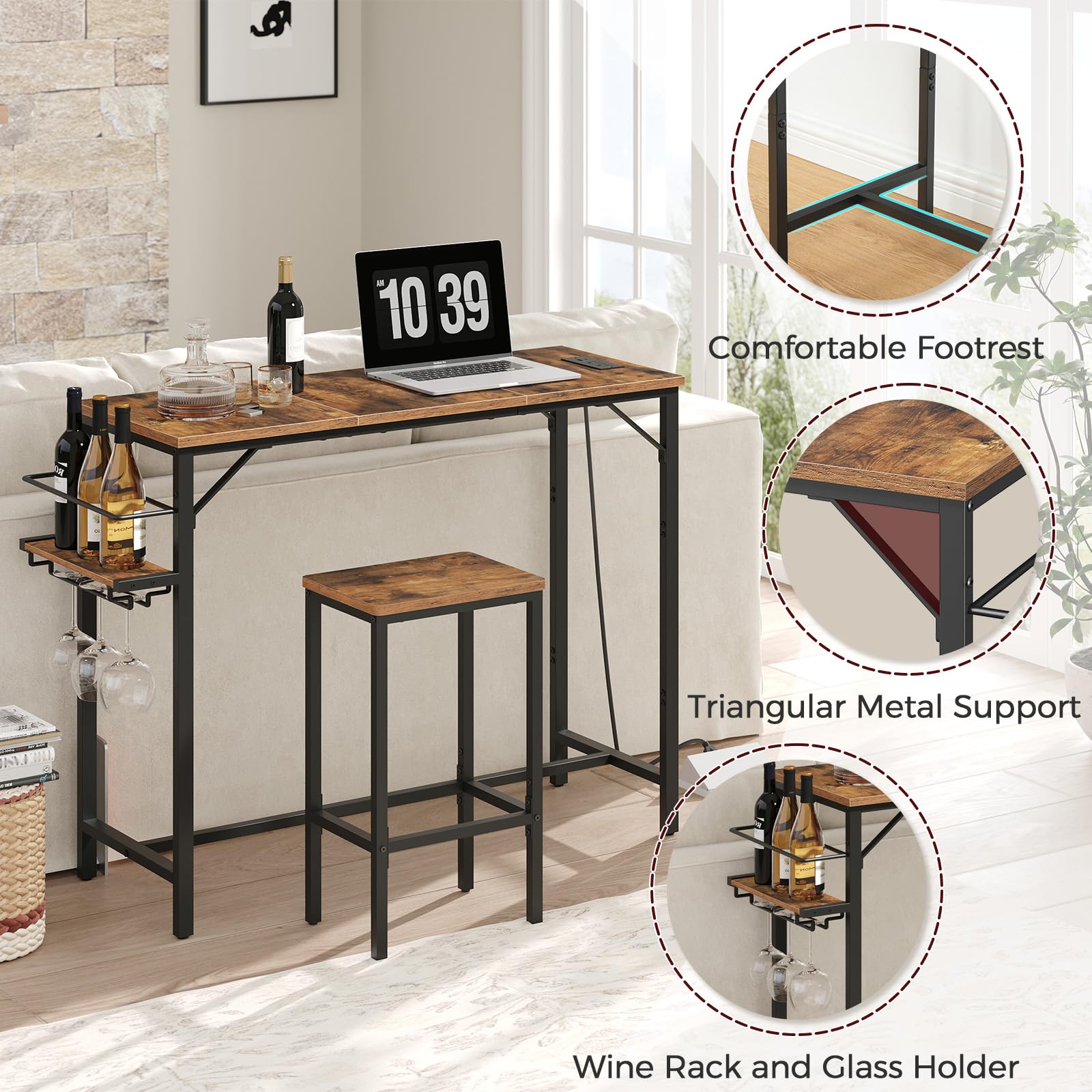 MAHANCRIS Bar Table in rectangular dining setup for kitchen or dining room