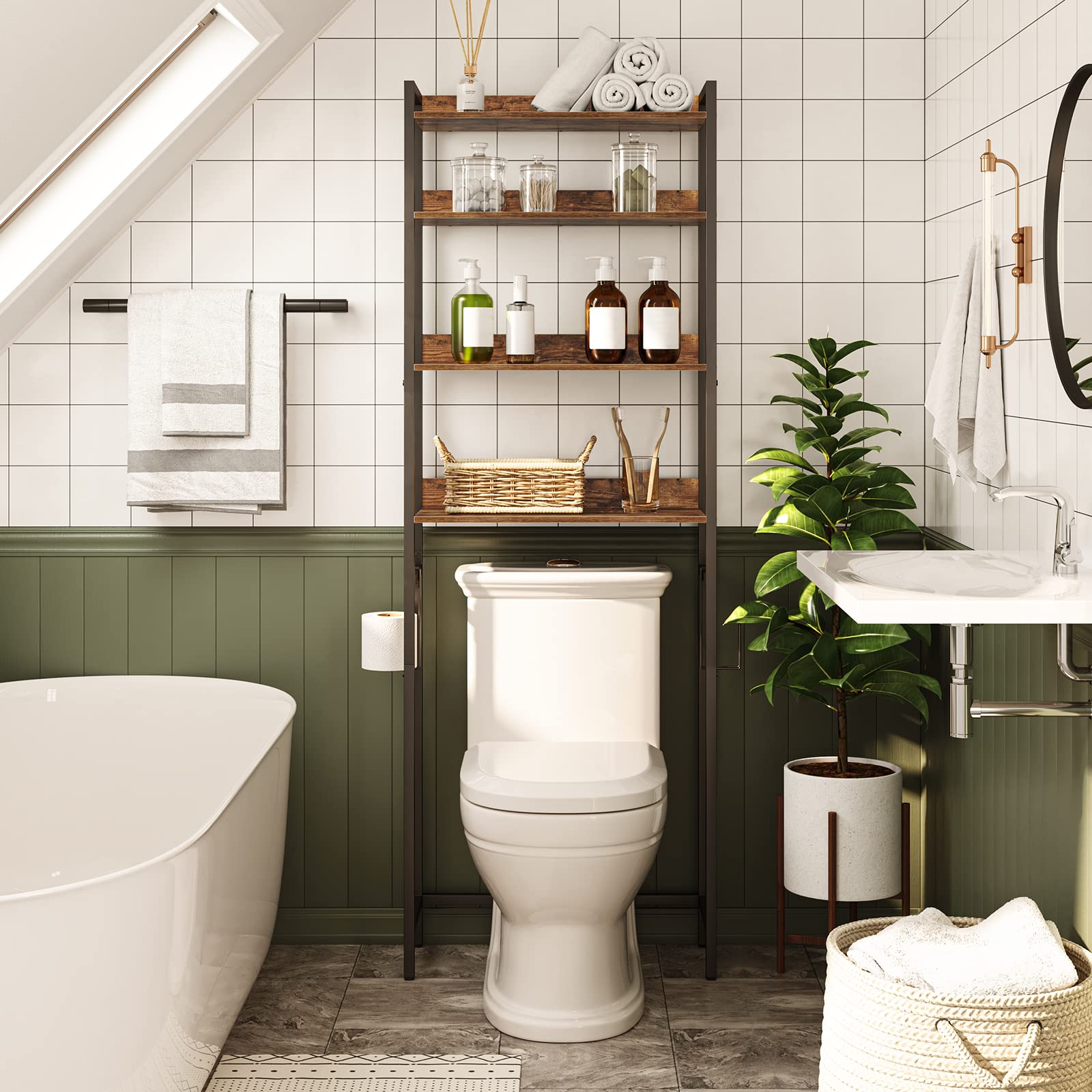 MAHANCRIS bathroom organizer with side hooks keeps towels within easy reach