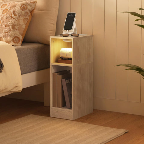 MAHANCRIS bedside table with cable management keeps cords tidy