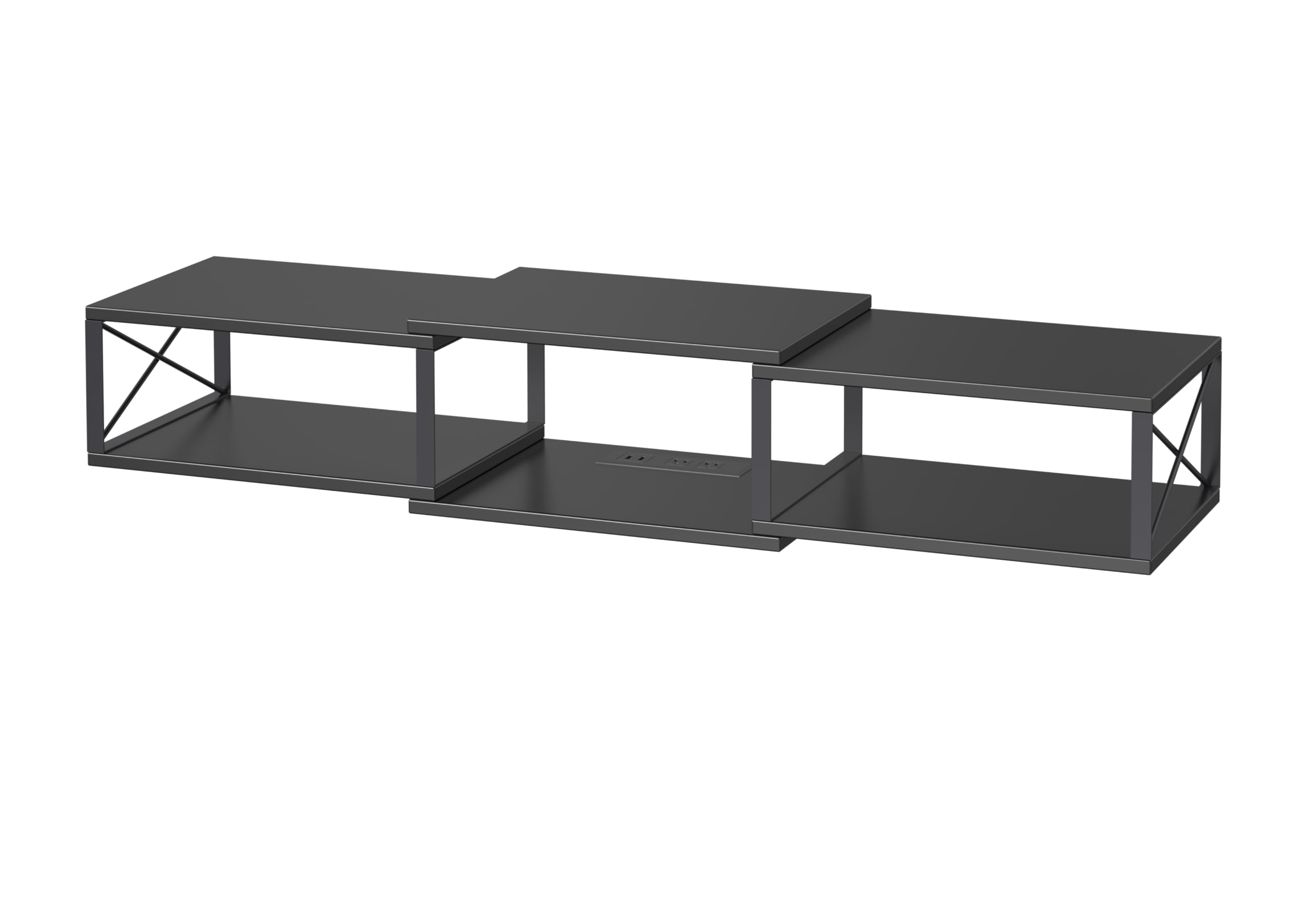 MAHANCRIS black floating stand versatile for living room or bedroom use.