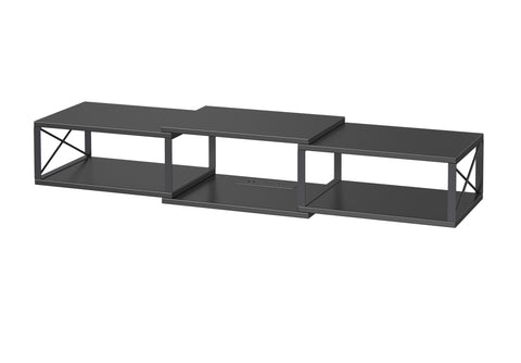 MAHANCRIS black floating stand versatile for living room or bedroom use.