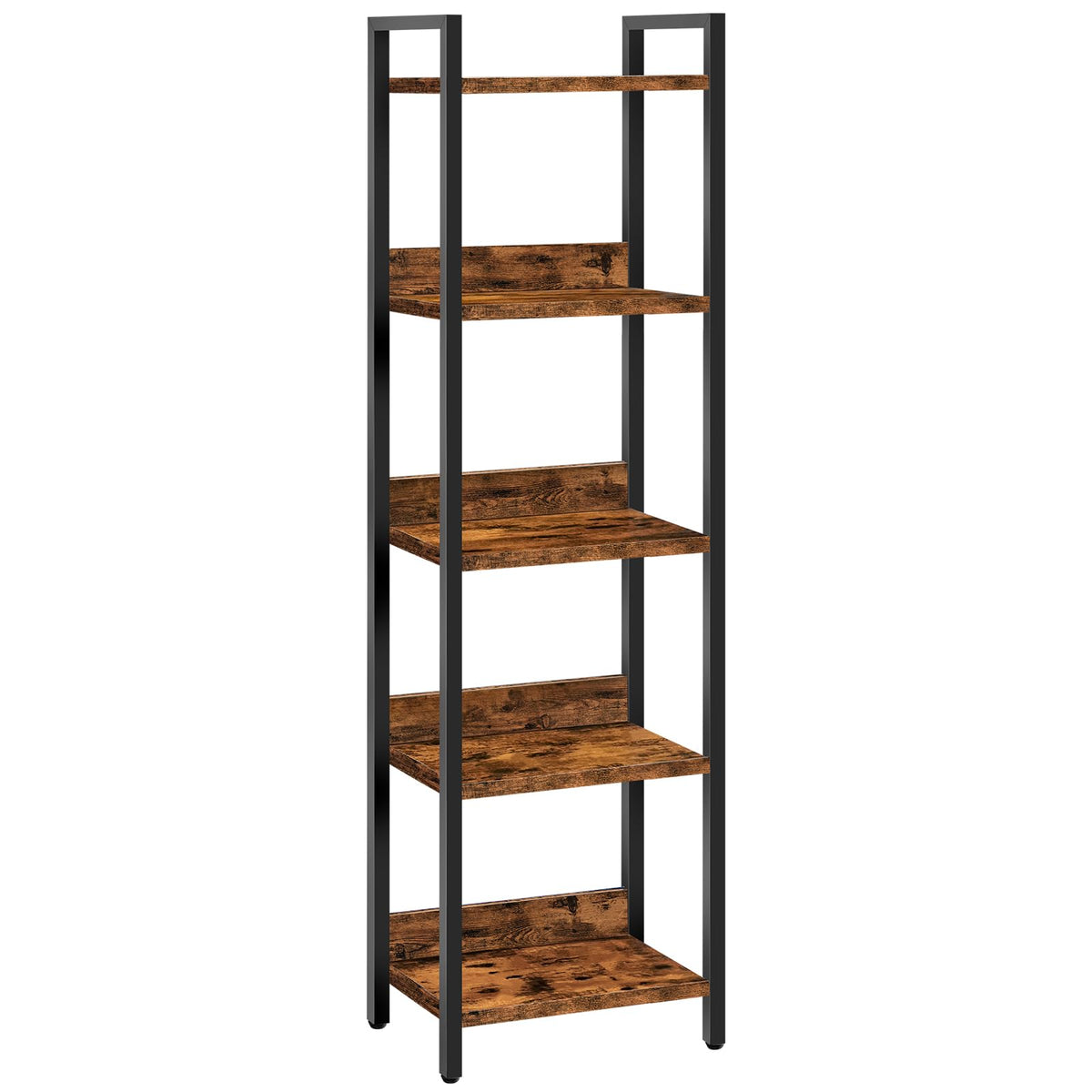 MAHANCRIS 5-tier bookshelf side view shows compact storage for small spaces.