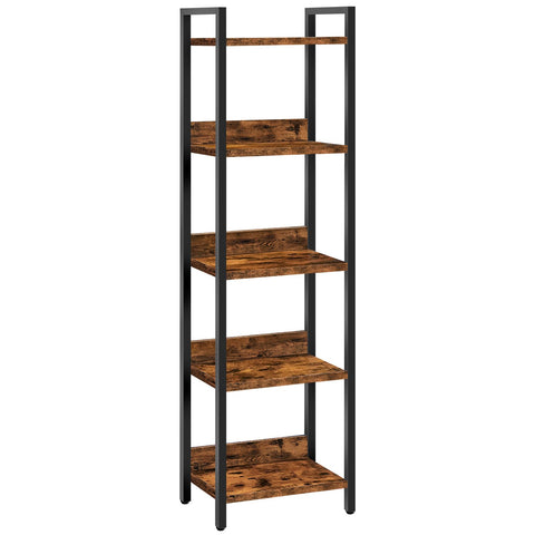 MAHANCRIS 5-tier bookshelf side view shows compact storage for small spaces.